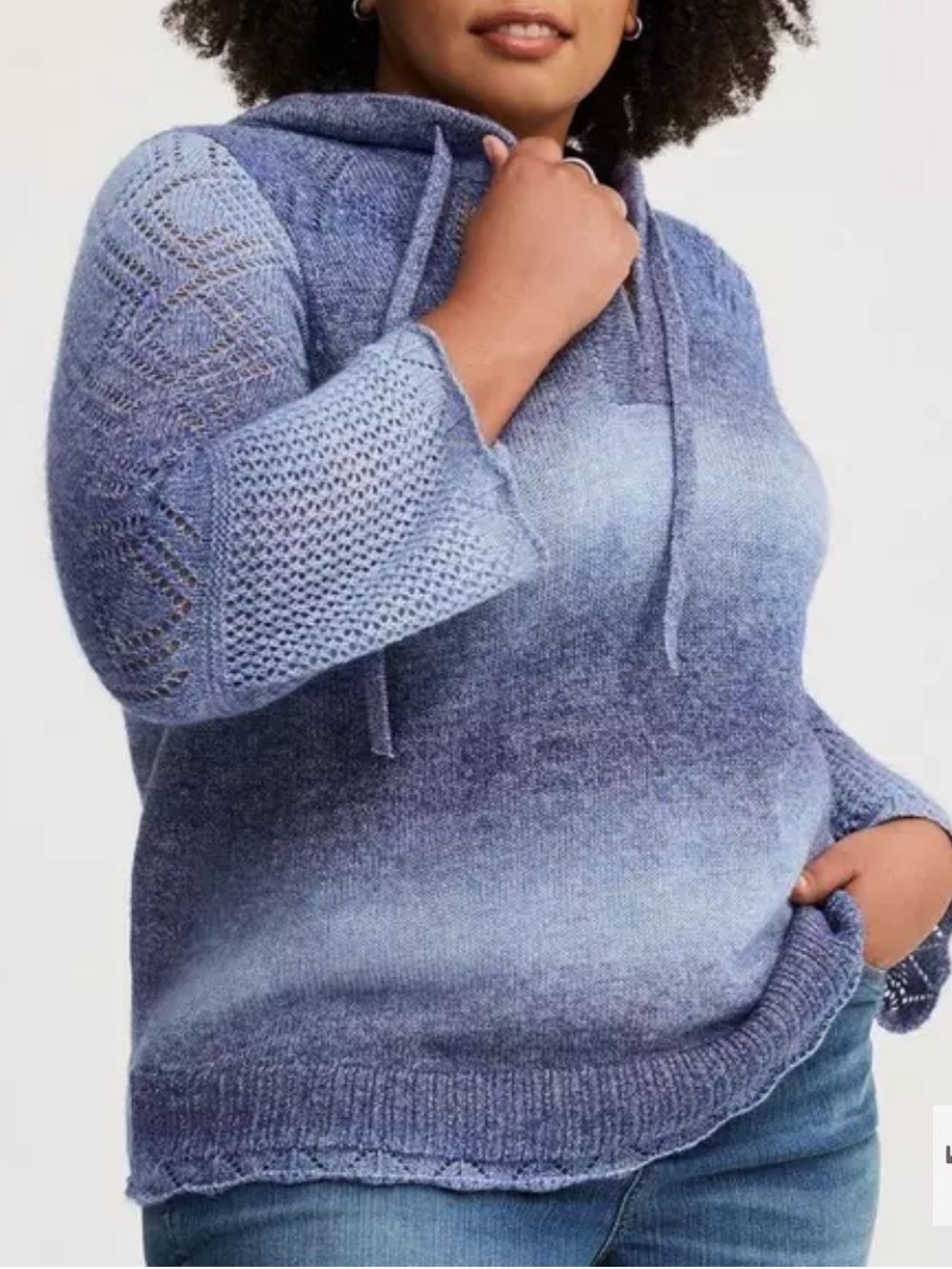 Torrid indigo blue space dye cotton-blend knit pullover hoodie 00 M/L